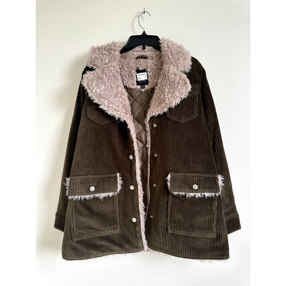 Sage Collective Valley Faux Shearling Lined Corduroy Jacket In Moss Size M $279
